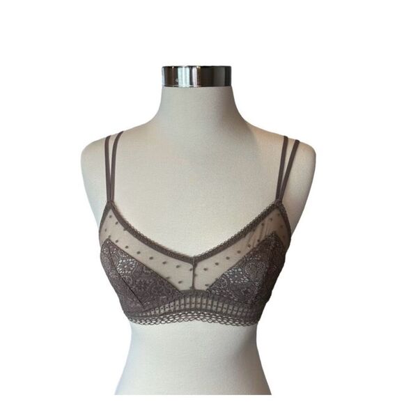 Victoria’s Secret Bra Bralette Lace Mesh Adjustable Straps Greige Women XS - Picture 1 of 3